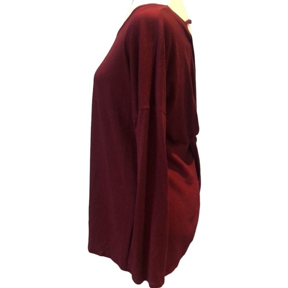 Soft And Flowy Burgundy V Neck Top With Criss Cross Knot Back NWT - Picture 4 of 13